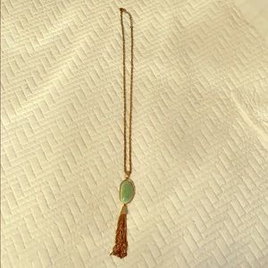 Teal pendant necklace with tassel
